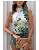 Botanical Bow Satin Blouse