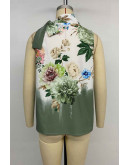 Botanical Bow Satin Blouse