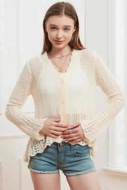 Cream Breeze Crochet Cardigan