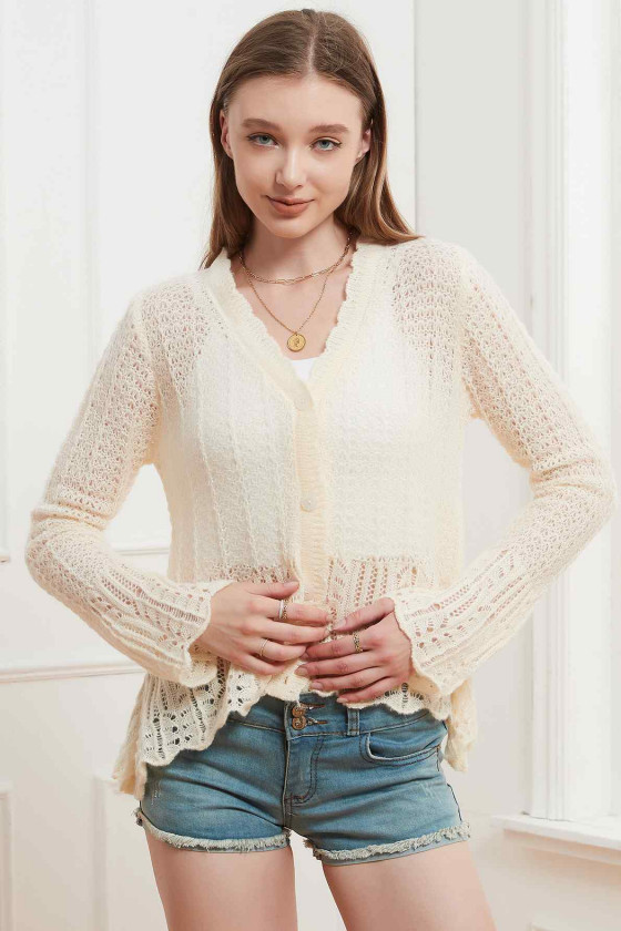 Cream Breeze Crochet Cardigan