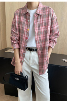 Plaid Everyday Pink Button Shirt