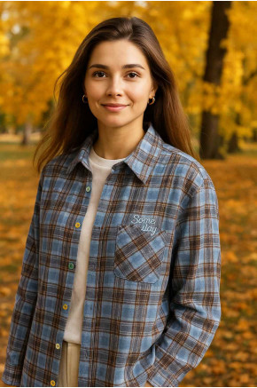 Plaid Everyday Button Blue Shirt