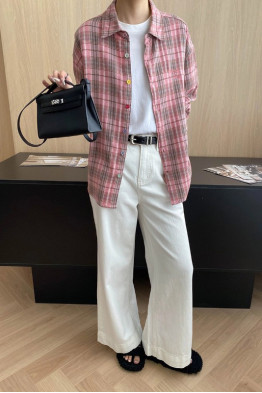 Plaid Everyday Pink Button Shirt