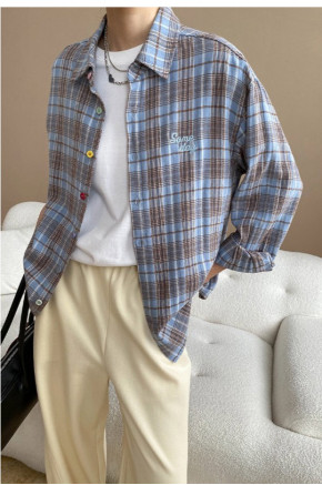 Plaid Everyday Button Blue Shirt