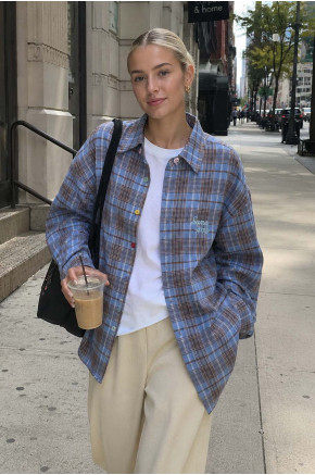 Plaid Everyday Button Blue Shirt