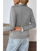 Lace Trim Button Knit Pullover