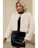 Casey Cropped Faux Fur Ivory Jacket