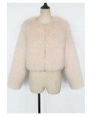 Casey Cropped Faux Fur Ivory Jacket