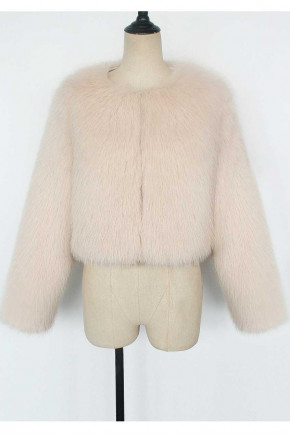 Casey Cropped Faux Fur Ivory Jacket