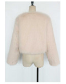 Casey Cropped Faux Fur Ivory Jacket