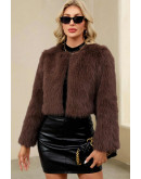 Casey Cropped Brown Faux Fur Jacket