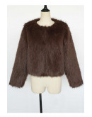 Casey Cropped Brown Faux Fur Jacket