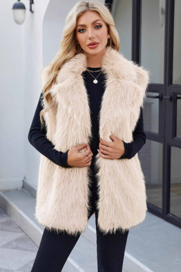 Longline Faux Fur Ivory Vest