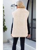 Longline Faux Fur Ivory Vest
