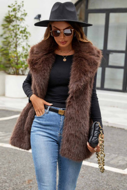 Longline Faux Fur Brown Vest