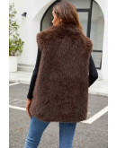 Longline Faux Fur Brown Vest