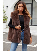 Longline Faux Fur Brown Vest
