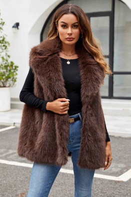 Longline Faux Fur Brown Vest
