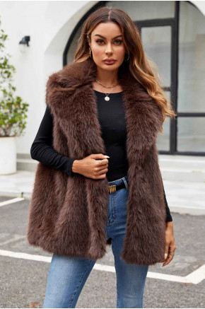 Longline Faux Fur Brown Vest