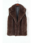 Longline Faux Fur Brown Vest