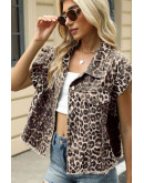 Leopard Ruffle Denim Vest