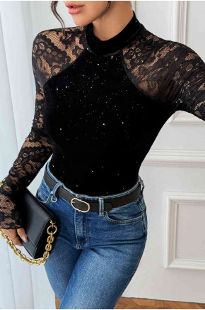 Midnight Muse Black Lace Bodysuit