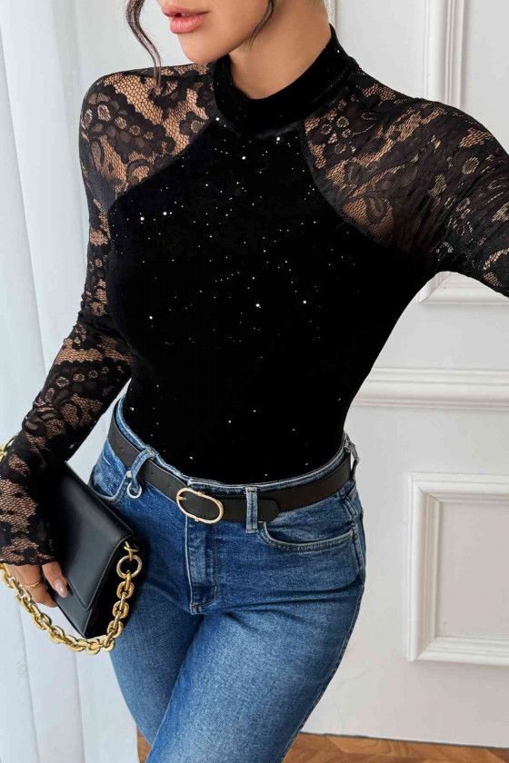 Midnight Muse Black Lace Bodysuit