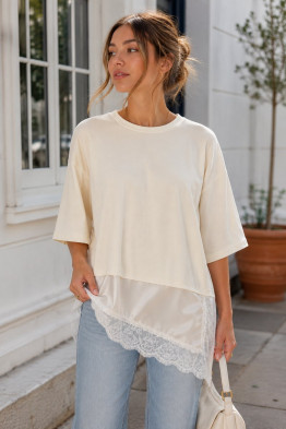 Lisa Lace Layered Cream Top