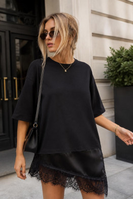 Lisa Lace Layered Black Top