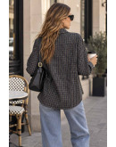 Awesome Jade Necktie Plaid Blouse