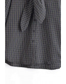Awesome Jade Necktie Plaid Blouse