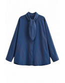 Awesome Jade Necktie Blue Plaid Blouse