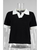 Claire Contrast Collar Knit Top  