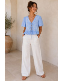 Ava Scallop Tie Front Top