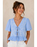 Ava Scallop Tie Front Top