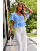 Ava Scallop Tie Front Top