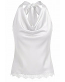 Draped Cowl White Halter Top