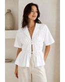 Carla Tie Front Top in White
