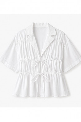 Carla Tie Front Top in White