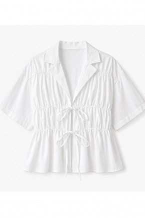 Carla Tie Front Top in White