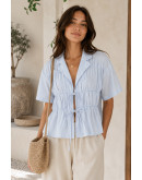 Carla Tie Front Top in Blue