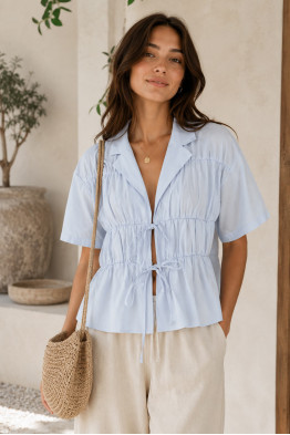 Carla Tie Front Top in Blue