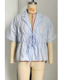 Carla Tie Front Top in Blue