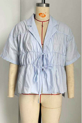 Carla Tie Front Top in Blue