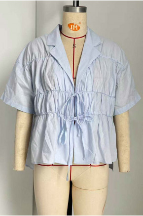 Carla Tie Front Top in Blue