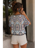 Calista Embroidered Tie Front Blouse