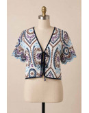 Calista Embroidered Tie Front Blouse