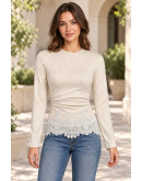 Anabel Lace Ruched Top