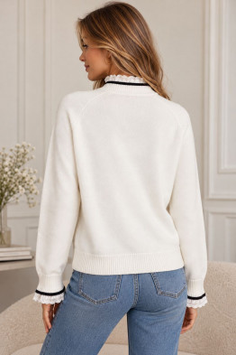Jessie Lace Trim Bow Sweater
