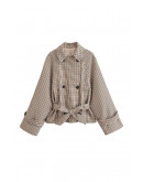 Nora Belted Check Trench Jacket